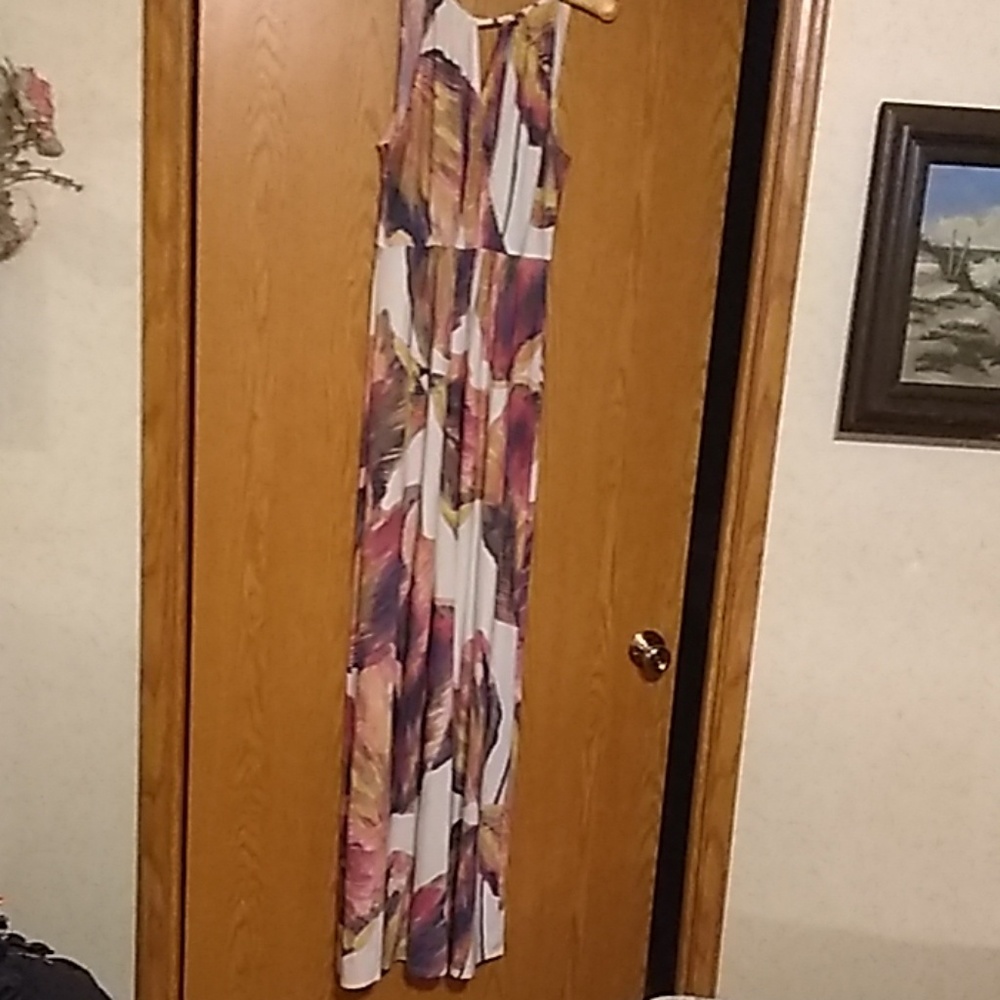 Full length halter top floral print dress